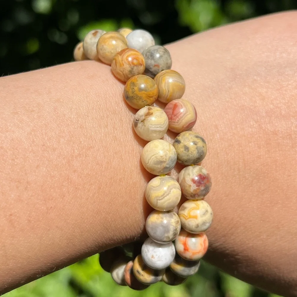 8mm stretchable crazy‎ lace agate bracelet